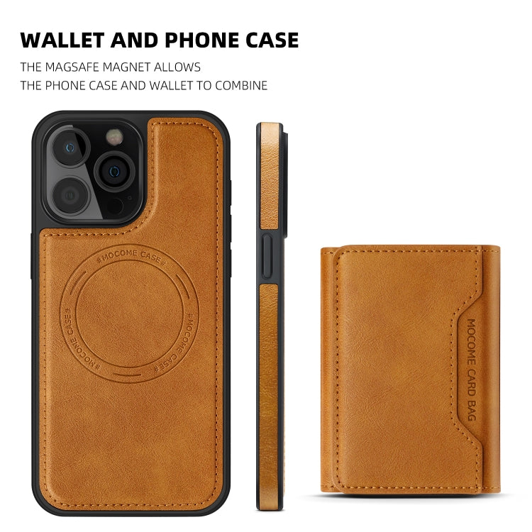 For iPhone 16 Pro Shield Multi-functional MagSafe Card Bag Phone Case(Brown) - iPhone 16 Pro Cases by buy2fix | Online Shopping UK | buy2fix