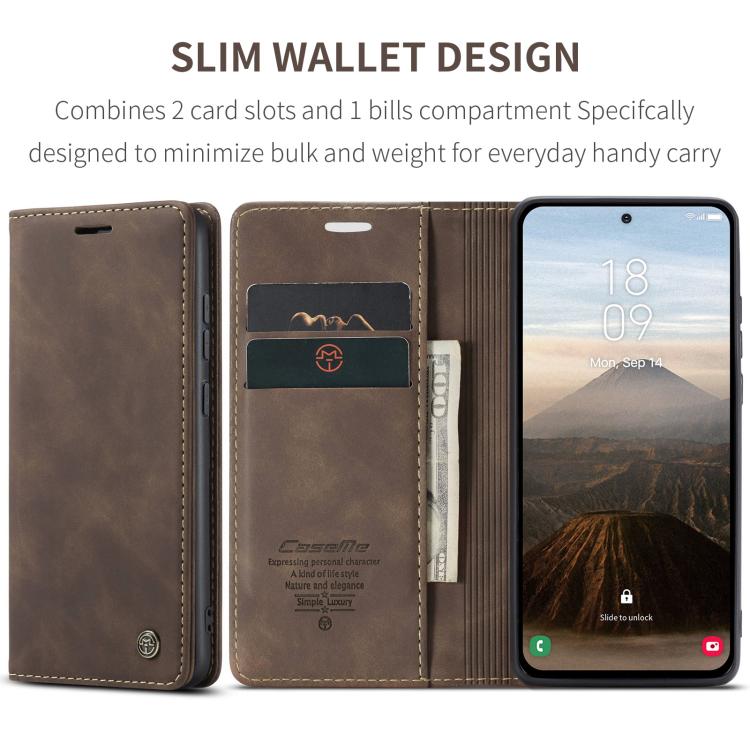 For Samsung Galaxy S25 5G CaseMe 013 Multifunctional Horizontal Flip Leather Phone Case(Coffee) - Galaxy S25 5G Cases by CaseMe | Online Shopping UK | buy2fix