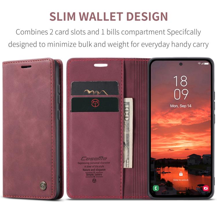 For Samsung Galaxy S25 5G CaseMe 013 Multifunctional Horizontal Flip Leather Phone Case(Red) - Galaxy S25 5G Cases by CaseMe | Online Shopping UK | buy2fix