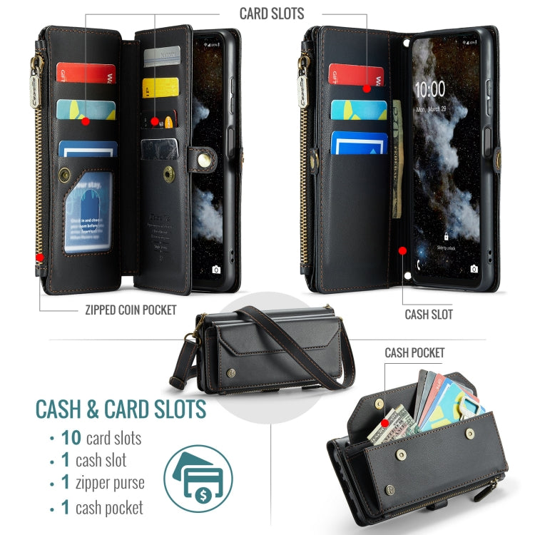 For Samsung Galaxy A16 5G CaseMe C36 Card Slots Zipper Wallet RFID Anti-theft Leather Phone Case(Black) - Galaxy Phone Cases by CaseMe | Online Shopping UK | buy2fix