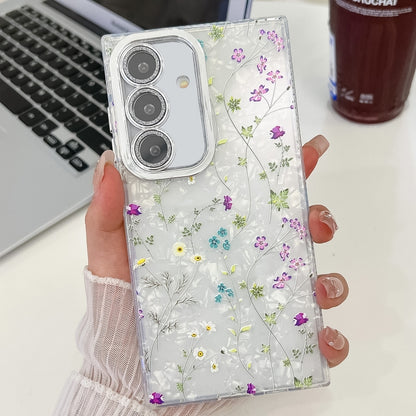 For Samsung Galaxy S25 5G Electroplating Flower Texture TPU Phone Case(Wild Chrysanthemum SH5) - Galaxy S25 5G Cases by buy2fix | Online Shopping UK | buy2fix