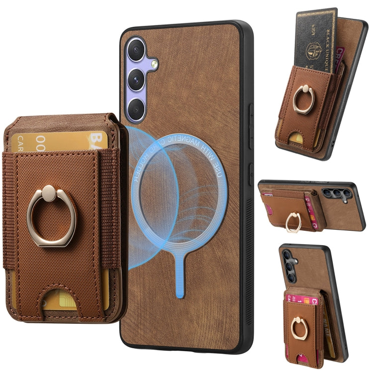 For Samsung Galaxy S25 5G Retro Splitable Magnetic Stand Card Bag Leather Phone Case(Brown) - Galaxy S25 5G Cases by buy2fix | Online Shopping UK | buy2fix