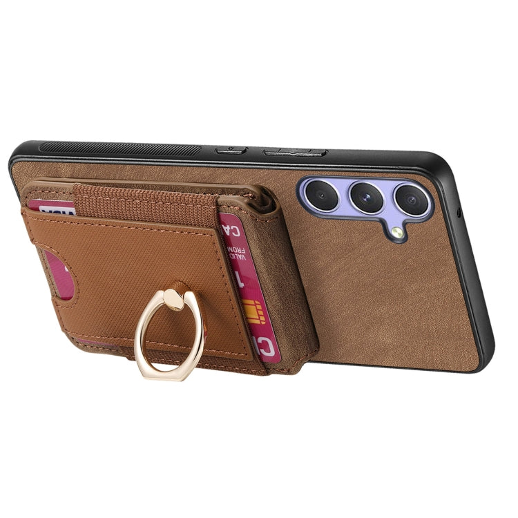 For Samsung Galaxy S25 5G Retro Splitable Magnetic Stand Card Bag Leather Phone Case(Brown) - Galaxy S25 5G Cases by buy2fix | Online Shopping UK | buy2fix