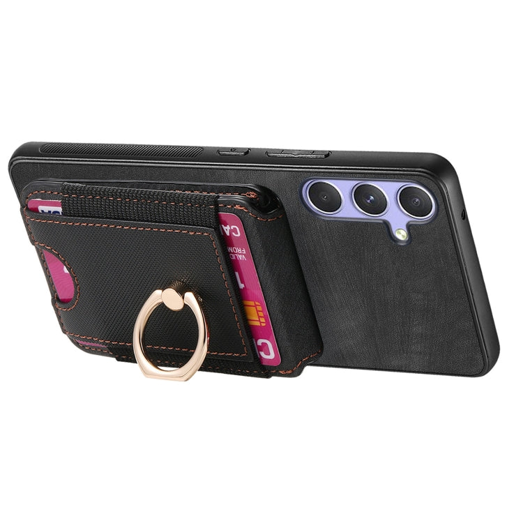 For Samsung Galaxy S25 Ultra 5G Retro Splitable Magnetic Stand Card Bag Leather Phone Case(Black) - Galaxy S25 Ultra 5G Cases by buy2fix | Online Shopping UK | buy2fix