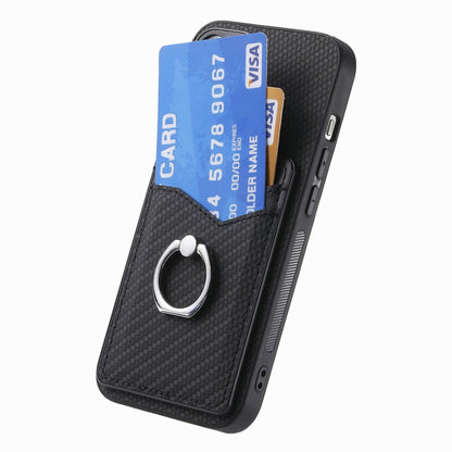 For Samsung Galaxy S25+ 5G Carbon Fiber Card Wallet Ring Phone Case(Black) - Galaxy S25+ 5G Cases by buy2fix | Online Shopping UK | buy2fix