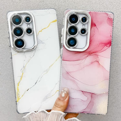 For Samsung Galaxy S25 5G Electroplated Marble Texture Phone Case(White M8) - Galaxy S25 5G Cases by buy2fix | Online Shopping UK | buy2fix