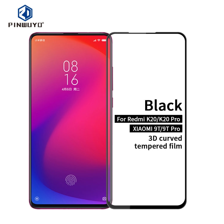 PINWUYO 9H 3D Curved Tempered Glass Film for Xiaomi Redmi K20/K20Pro/Mi 9T/Mi 9T pro(black) -  by PINWUYO | Online Shopping UK | buy2fix