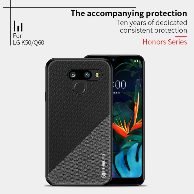 PINWUYO Hong Series Anti-fall TPU+ Chemical Fiber Cloth Protective Cover for LG K50 / Q60(Black) - LG by PINWUYO | Online Shopping UK | buy2fix