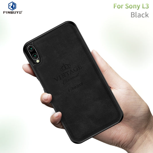 PINWUYO Shockproof Waterproof Full Coverage TPU + PU cloth+Anti-shock cotton Protective Case  for Sony Xperia L3(Black) - Sony Cases by PINWUYO | Online Shopping UK | buy2fix