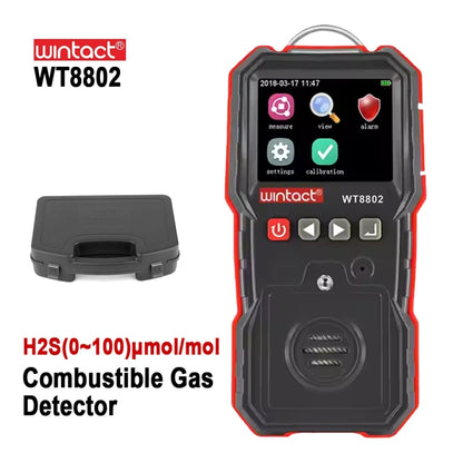 WINTACT WT8802 Hydrogen Sulfide Monitor Professional Rechargeable Gas Sensor High Sensitive Digital Sound-light Vibration Alarm H2S Detector - Gas Monitor by Wintact | Online Shopping UK | buy2fix