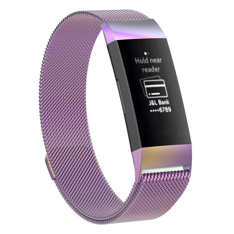 Stainless Steel Magnet Watch Band for FITBIT Charge  4 / 3，Small Size: 190x18mm(Light Purple) - Watch Bands by buy2fix | Online Shopping UK | buy2fix