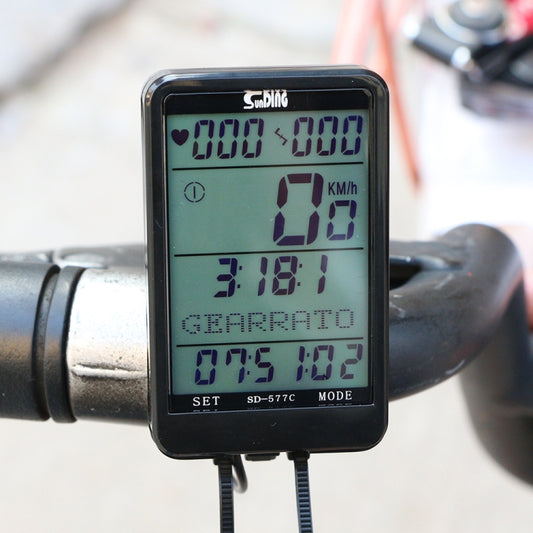 SUNDING SD-577C  Cycling Computer LCD Backlight Waterproof Wireless Stopwatch MTB Bike Odometer Stopwatch Bicycle Speedometer - Speedometers by SUNDING | Online Shopping UK | buy2fix