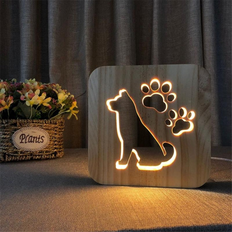 Creative Shape Wooden Night Lamp Bedroom Decoration Warm Light LED(Dog) - Novelty Lighting by buy2fix | Online Shopping UK | buy2fix