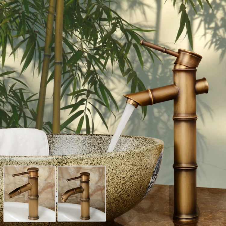 Antique Retro Hot Cold Water Bathroom Counter Basin Bamboo Waterfall Basin Copper Faucet, Specifications:Elbow 3 Knots - Faucets & Accessories by buy2fix | Online Shopping UK | buy2fix