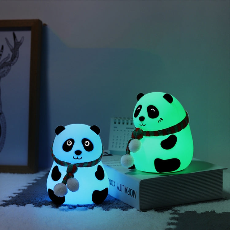 Cute Panda Night Light USB Charging Touch Control Colorful Silicone Bedside Lamp(Squinting) - Night Lights by buy2fix | Online Shopping UK | buy2fix