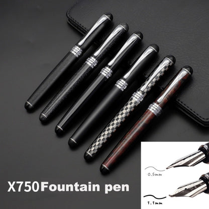 X750 Stationery Stainless Steel Fountain Pen Medium Nib Ink Pens School Oiifice Gift, Nib Size:0.5mm(Fluorescent Black) - Fountain Pens by buy2fix | Online Shopping UK | buy2fix