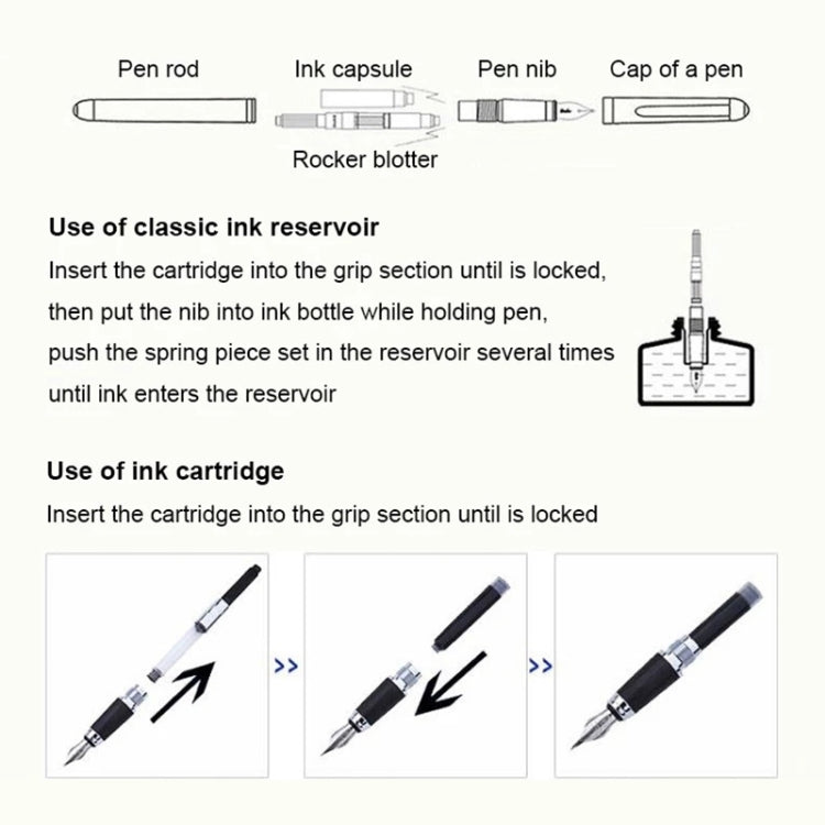 X750 Stationery Stainless Steel Fountain Pen Medium Nib Ink Pens School Oiifice Gift, Nib Size:1.1mm(Black) - Fountain Pens by buy2fix | Online Shopping UK | buy2fix