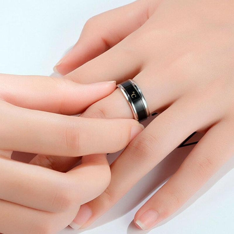 Smart Temperature Ring Stainless Steel Personalized Temperature Display Couple Ring, Size: 6(Black) - Rings by buy2fix | Online Shopping UK | buy2fix