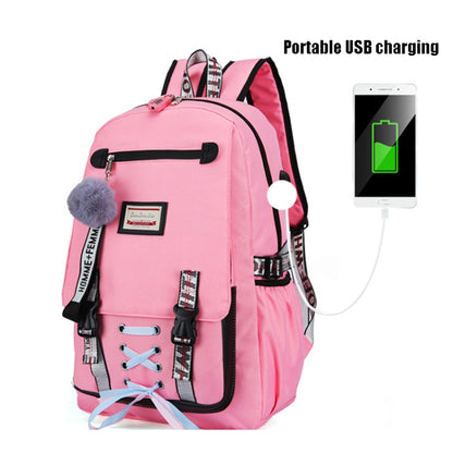 Sports and Leisure USB Charging Anti-Theft Backpack(Pink) - Double-shoulder Bags by buy2fix | Online Shopping UK | buy2fix