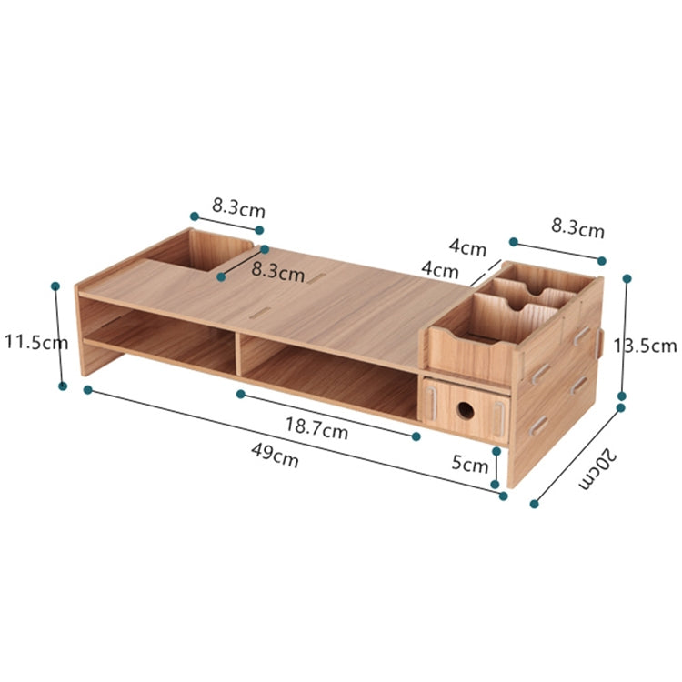 LCD Monitor Increase Rack Wooden Keyboard Rack Desktop Storage Rack Shelf(Cherry Wood) - Shelf & Hooks by buy2fix | Online Shopping UK | buy2fix