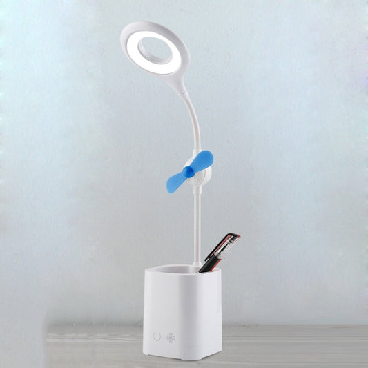 WS-8010 LED Fan Desk Lamp Bedside Desk USB Folding Desk Lamp, Colour: Pen Holder Blue Fan Blade - Desk Lamps by buy2fix | Online Shopping UK | buy2fix