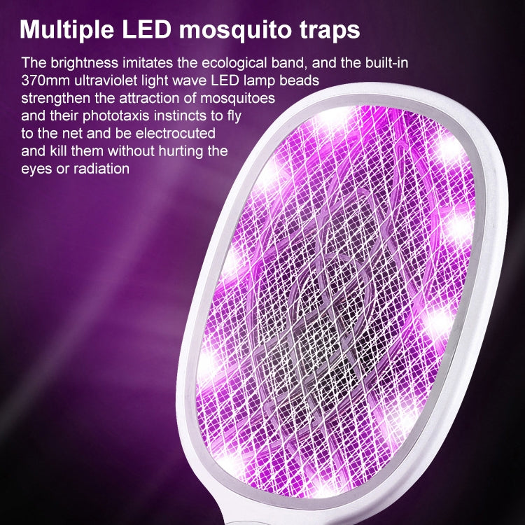 Electrical Mosquito Swatter Mosquito Killer Two-In-One USB Rechargeable Household Electrical Mosquito Swatter, Colour: LEDx10 Purple (Base Charging) - Fly Swatter by buy2fix | Online Shopping UK | buy2fix