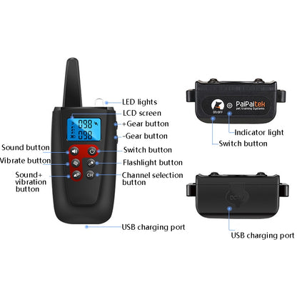 PaiPaitek PD526V-2 1 In 2 100-Speed Sound Vibration Remote Control Training Dog Device Anti-Barking Device Electronic Remote Control Collar - Training Aids by PaiPaitek | Online Shopping UK | buy2fix