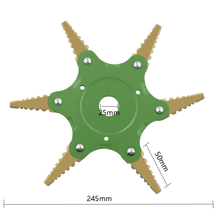 Toothed Mower Blade Six-Leaf Cyclone Blade Agricultural Weeder Parts(Golden Blade Bagged Yellow) - Lawn Mower, Saws & Accessories by buy2fix | Online Shopping UK | buy2fix