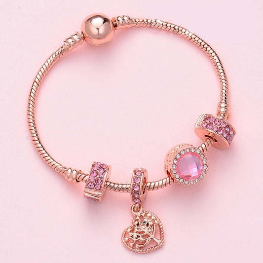 SL130 20cm Women Rose Gold Beaded Bracelet - Bracelets by buy2fix | Online Shopping UK | buy2fix