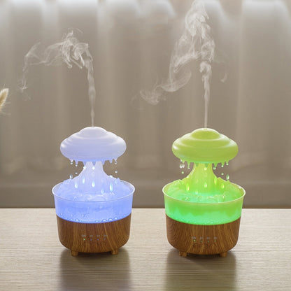 V50 Desktop Colorful Night Light Humidifier Wood Grain Water Drop Aroma Diffuser, Spec: UK Plug(White) - Air Purifiers & Accessories by buy2fix | Online Shopping UK | buy2fix