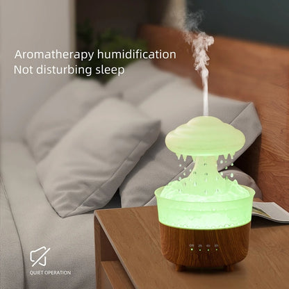 V50 Desktop Colorful Night Light Humidifier Wood Grain Water Drop Aroma Diffuser, Spec: US Plug(White) - Air Purifiers & Accessories by buy2fix | Online Shopping UK | buy2fix