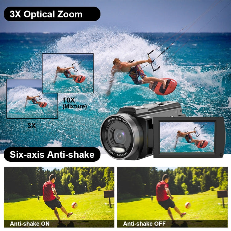 HDV265K 5K 30FPS 3.0-Inch HD Digital 3X Optical Zoom Outdoor Sports DV Camera AU Plug(Black) - Video Cameras by buy2fix | Online Shopping UK | buy2fix