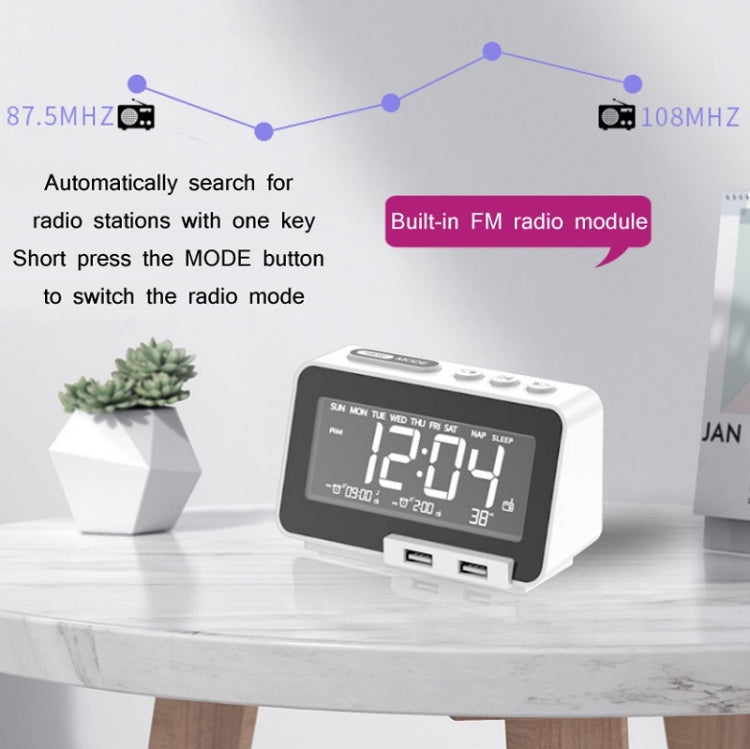 K5 Wireless Bluetooth Speaker Desktop Alarm Clock Radio, Specification: UK Plug(White) - Desktop Speaker by buy2fix | Online Shopping UK | buy2fix