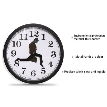 Walking Clock Businessman Briefcase Glass Wall Clock Personality Clock Decoration Round Clock(Black) - Wall Clock by buy2fix | Online Shopping UK | buy2fix