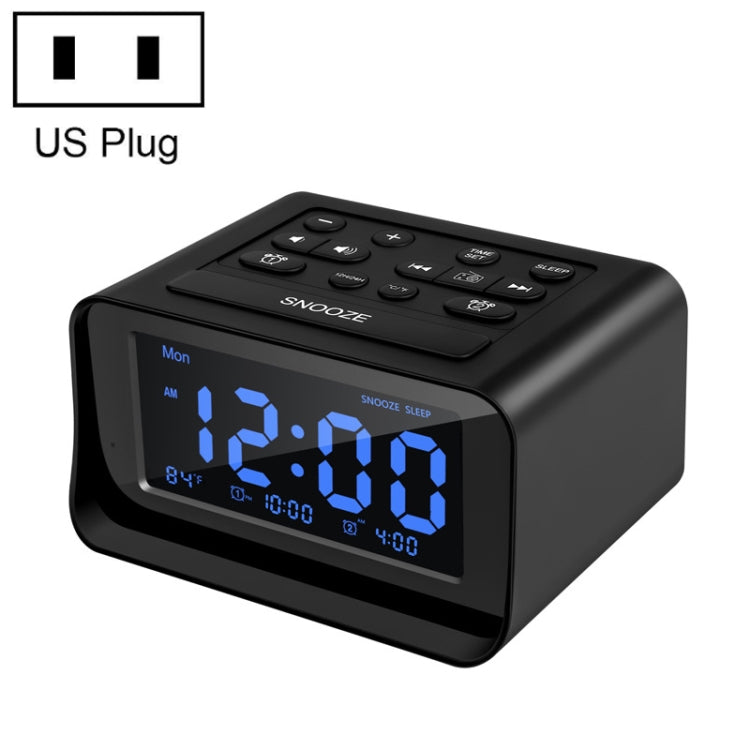 LED Digital Bedroom Alarm Clock With USB Charging Port Clock Radio Temperature Electronic Platform Clock, Specification: US Plug(Black) - Alarm Clocks by buy2fix | Online Shopping UK | buy2fix