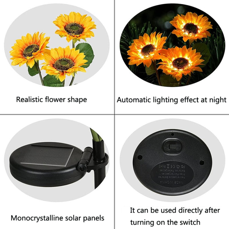 Solar Sunflower Decoration Light LED Garden Lawn Landscape Light, Specification: Three Heads - Solar Lights by buy2fix | Online Shopping UK | buy2fix