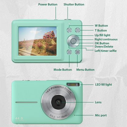 DC403L-AF 2.4-Inch 16X Zoom HD Digital Camera Mini Children Photography Camera AU Plug(Green+32G) - Children Cameras by buy2fix | Online Shopping UK | buy2fix