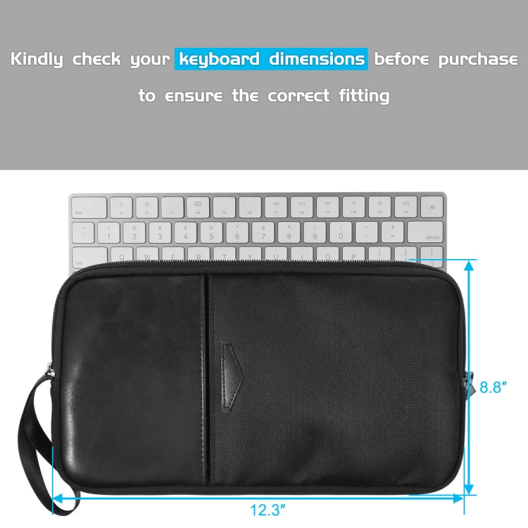 Universal PU Leather + Nylon Waterproof Zipper Portable Keyboard Storage Bag For Apple Wireless Keyboard A1314 & Magic Keyboard A1644(Black) - Digital Storage Bag by buy2fix | Online Shopping UK | buy2fix