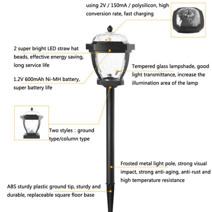 2 LED Solar Waterproof Outdoor Garden Light, Style: Warm Light-Lawn Lamp - Solar Lights by buy2fix | Online Shopping UK | buy2fix