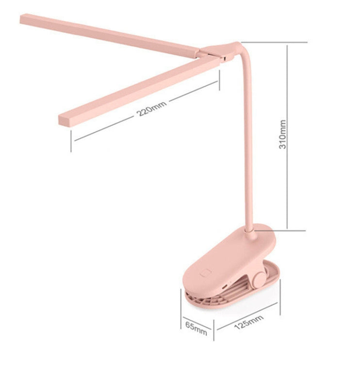 TD5 Double Lamp Head USB Desktop Clip Table Lamp,Style: Rechargeable Version (Green) - Desk Lamps by buy2fix | Online Shopping UK | buy2fix