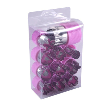 0-98 12 in 1 Kitchen Stainless Steel Flower Cutter(Purple) - Cutter & Peeler by buy2fix | Online Shopping UK | buy2fix