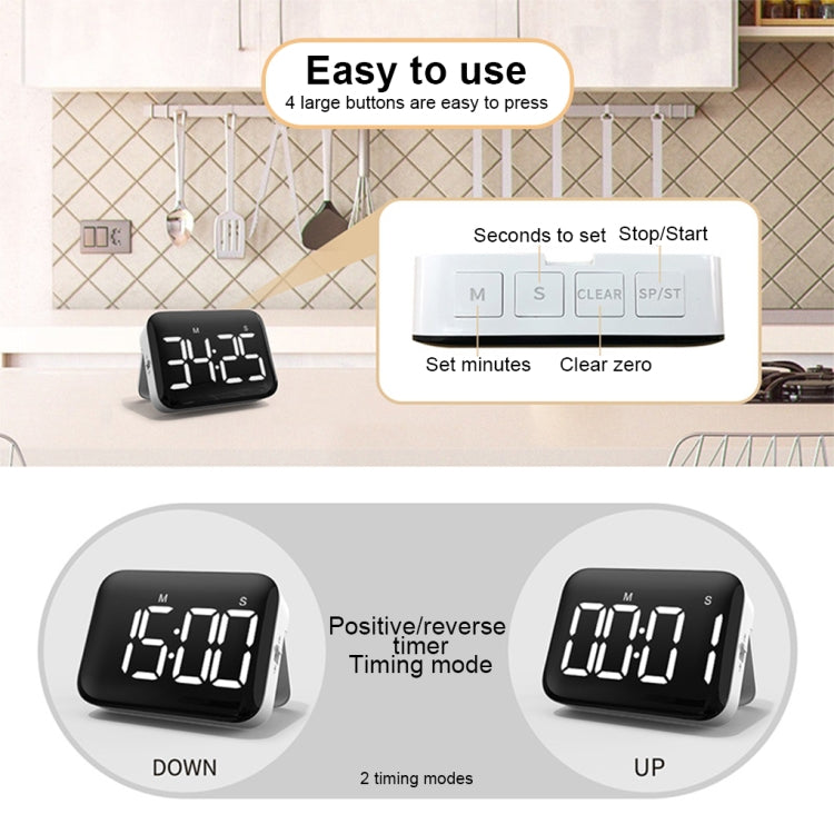 Rechargeable Large Screen LCD Electronic Timing Reminder Alarm Clock Kitchen Baking Timer(Black) - Digital Countdown by buy2fix | Online Shopping UK | buy2fix