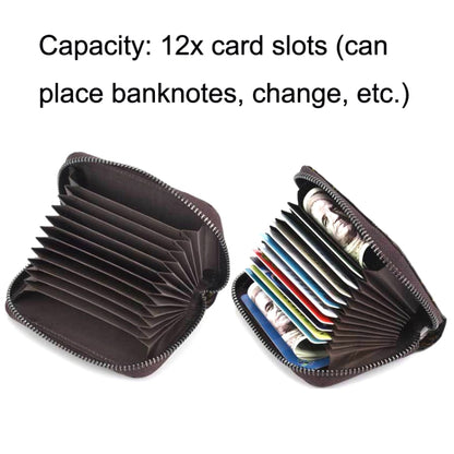 Zip Multi-card Hand-painted Organ Leather Card Holder(Silver) - Card & Passport Bags by buy2fix | Online Shopping UK | buy2fix