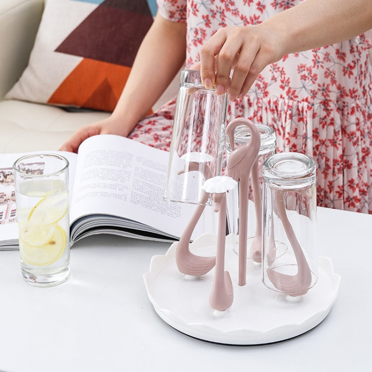 Home Portable Drainer Cup Holder With Rotatable Tray, Specification: Six Cups(Light Pink) - Shelf by buy2fix | Online Shopping UK | buy2fix