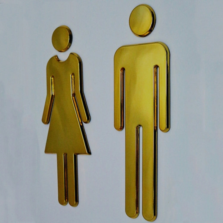 2 PCS 20cm 3D DIY Man & Woman Toilet Sticker WC Door Sign Decals Toilet Signs(Rose Gold) - Ornaments by buy2fix | Online Shopping UK | buy2fix