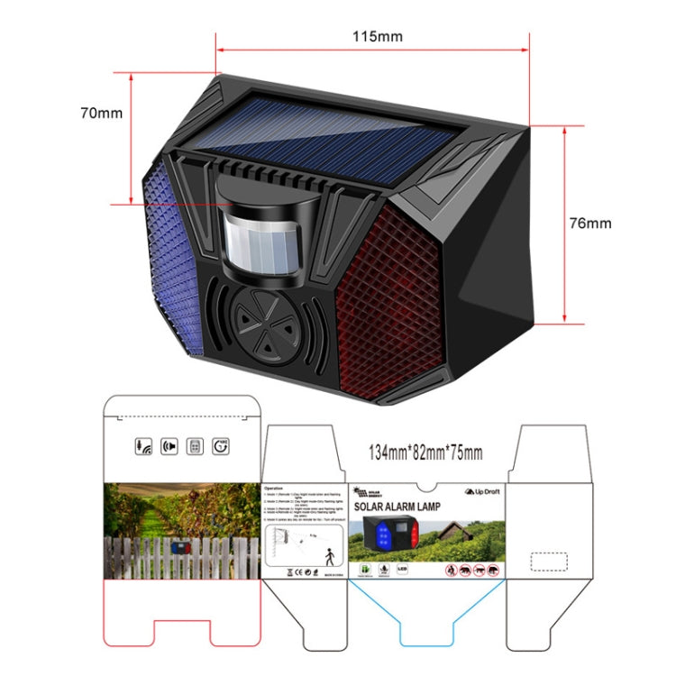 RC-711 Solar Outdoor Orchard Fish Pond Anti-theft Human Body Infrared Alarm(Black) - Solar Lights by buy2fix | Online Shopping UK | buy2fix