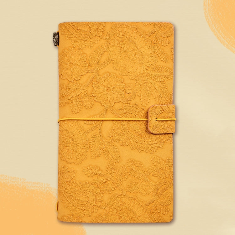 A6  Retro Lace Carved Girls Hand Ledger Diary With 3 Separate Inner Pages(Bright Orange) - Notebooks by buy2fix | Online Shopping UK | buy2fix