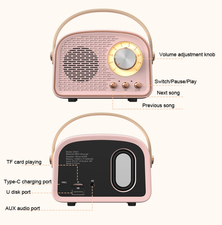 DW21 Vintage Radio BT Speaker Support TF Card/U Disk to Play(Light Green) - Desktop Speaker by buy2fix | Online Shopping UK | buy2fix