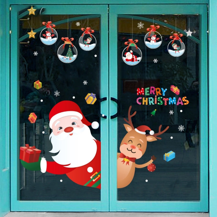 Santa Claus Hanging Stickers Shop Window Glass Door Living Room Wall Stickers(6308) - Christmas Stickers by buy2fix | Online Shopping UK | buy2fix