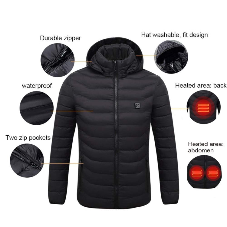 9 Zone Double Control Blue USB Winter Electric Heated Jacket Warm Thermal Jacket, Size: XXXXL - Down Jackets by buy2fix | Online Shopping UK | buy2fix